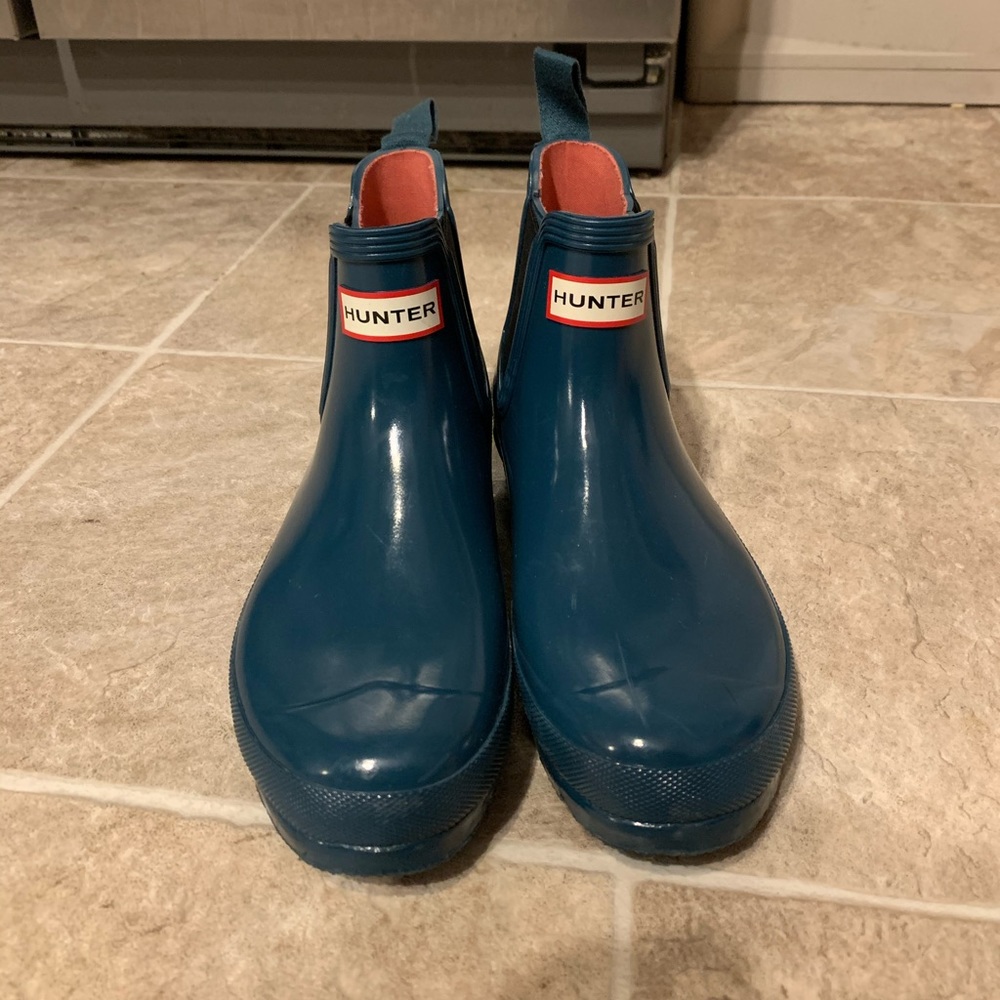 Hunter Chelsea Boots, Teal & Glossy